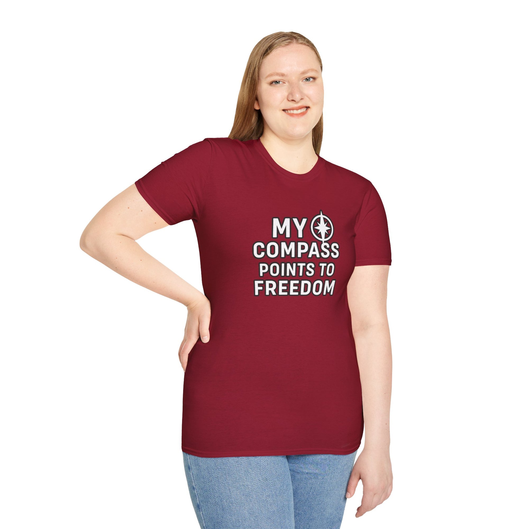 “My Compass Points to Freedom” T-Shirt – For Those Who Choose the Open Road and the Free Spirit