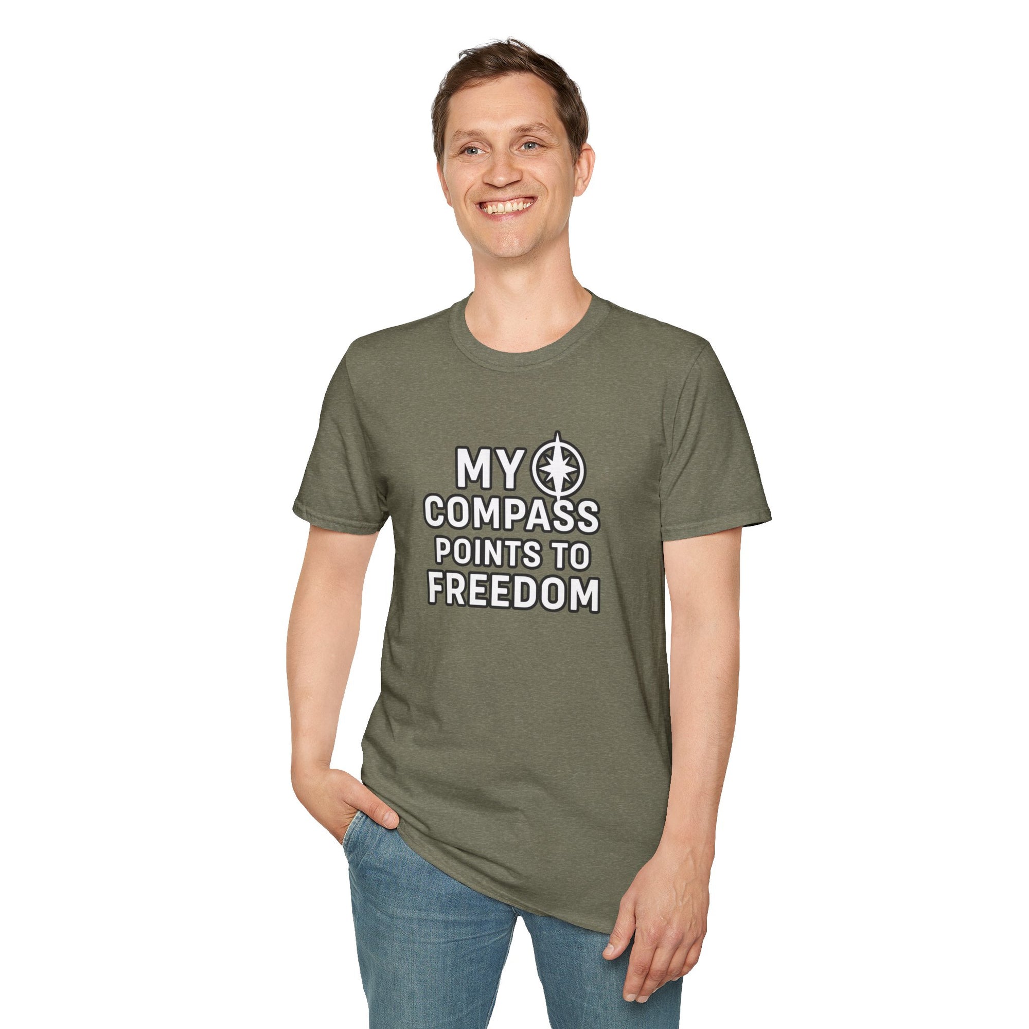 “My Compass Points to Freedom” T-Shirt – For Those Who Choose the Open Road and the Free Spirit