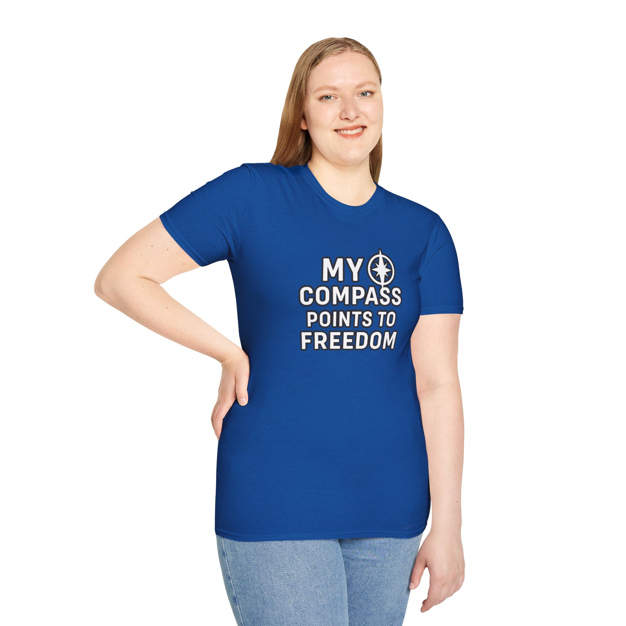 “My Compass Points to Freedom” T-Shirt – For Those Who Choose the Open Road and the Free Spirit