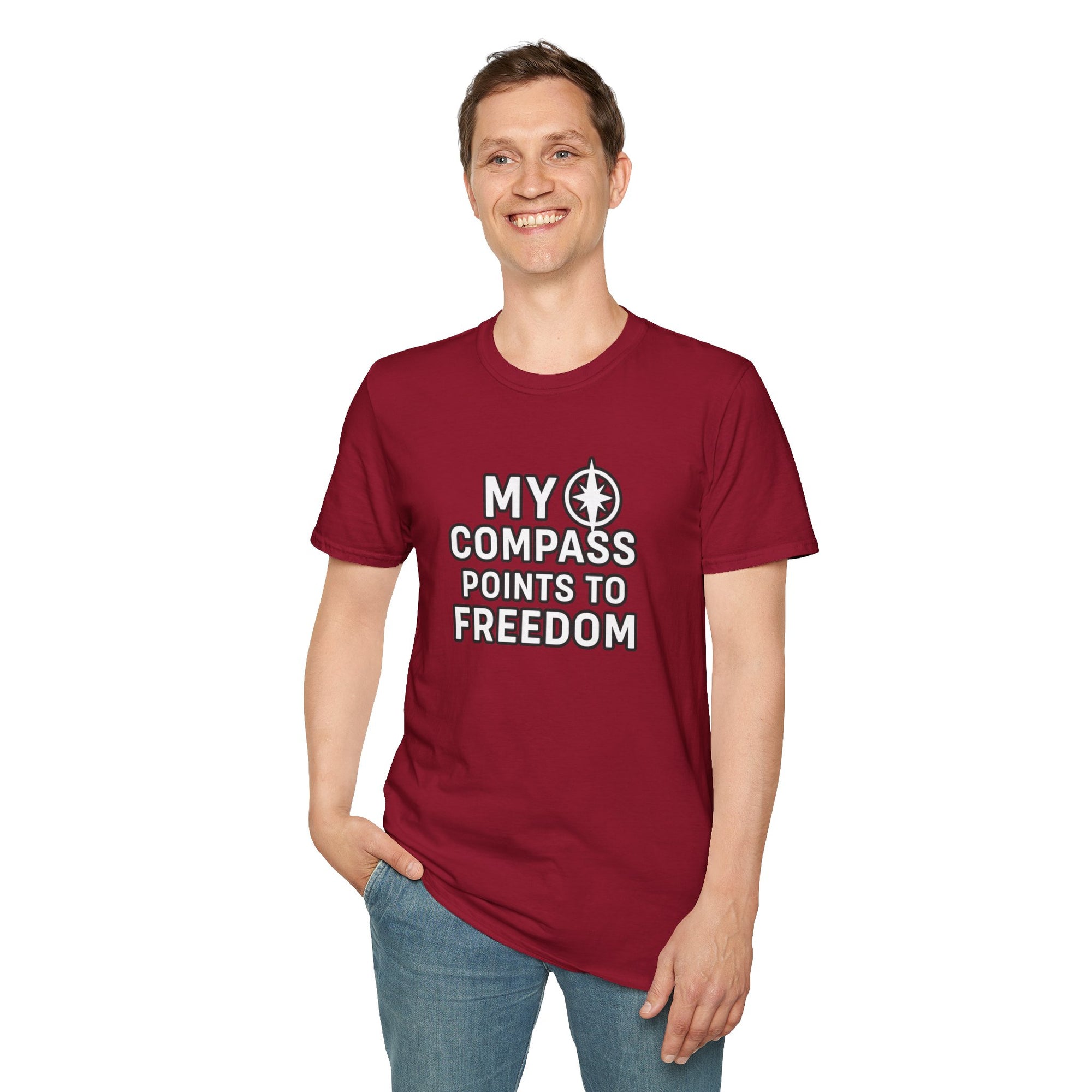 “My Compass Points to Freedom” T-Shirt – For Those Who Choose the Open Road and the Free Spirit