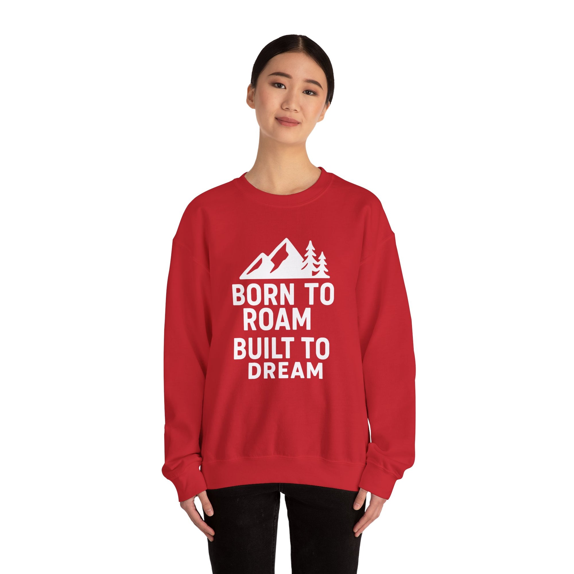 Born to Roam Built to Dream Crewneck Sweatshirt — Adventure Mountain Graphic