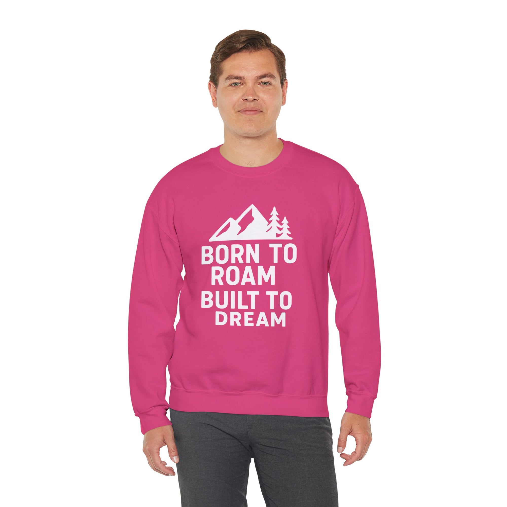 Born to Roam Built to Dream Crewneck Sweatshirt — Adventure Mountain Graphic