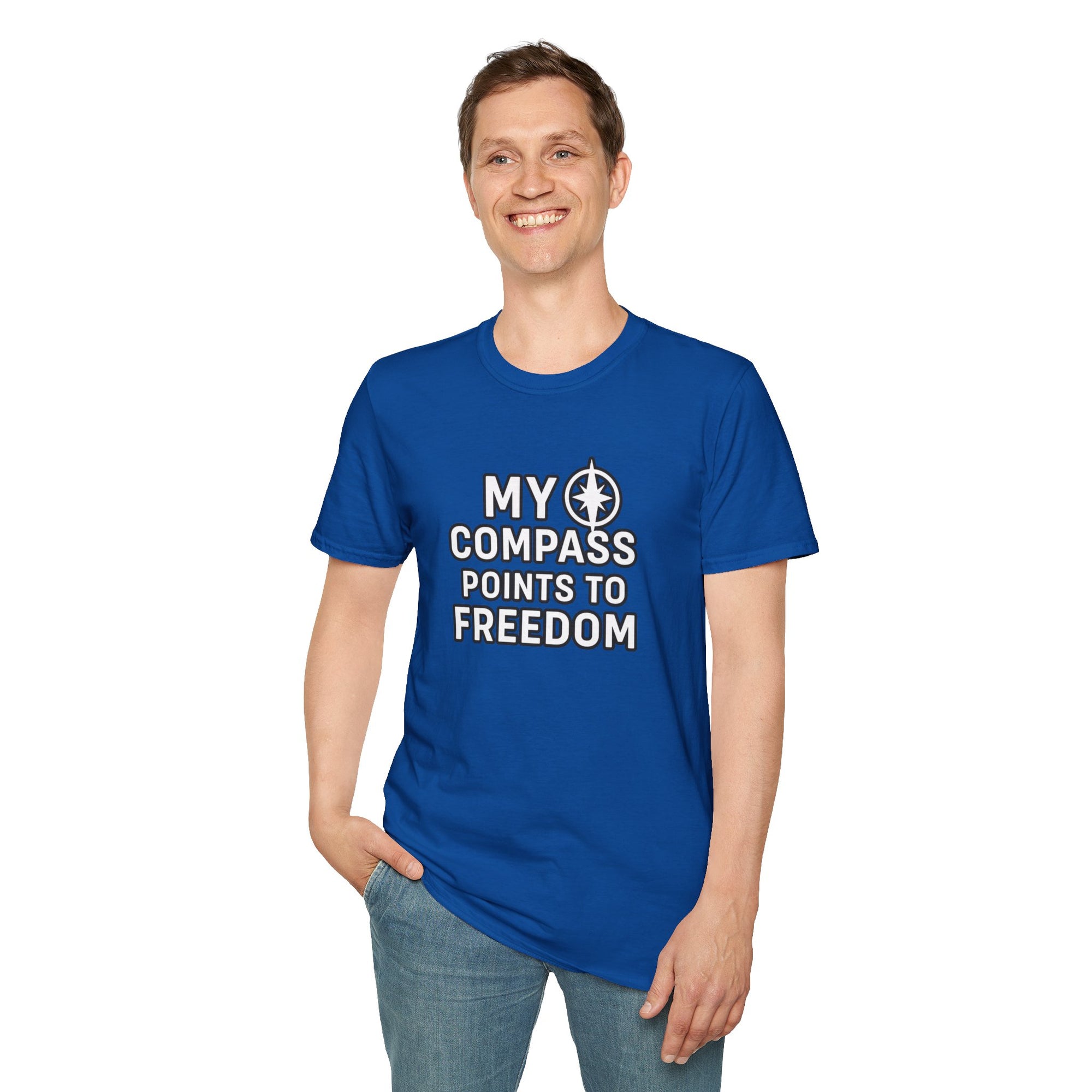 “My Compass Points to Freedom” T-Shirt – For Those Who Choose the Open Road and the Free Spirit