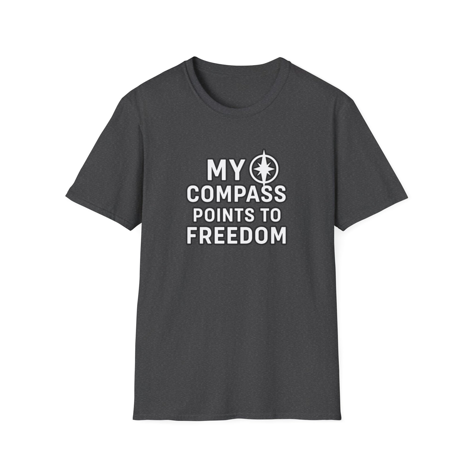 “My Compass Points to Freedom” T-Shirt – For Those Who Choose the Open Road and the Free Spirit