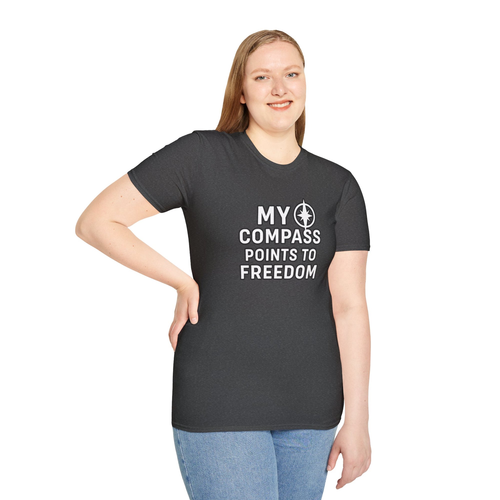 “My Compass Points to Freedom” T-Shirt – For Those Who Choose the Open Road and the Free Spirit