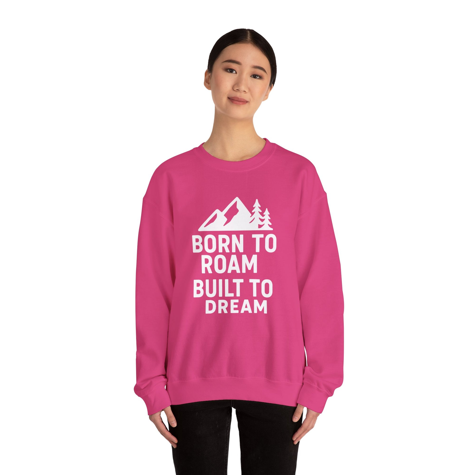 Born to Roam Built to Dream Crewneck Sweatshirt — Adventure Mountain Graphic
