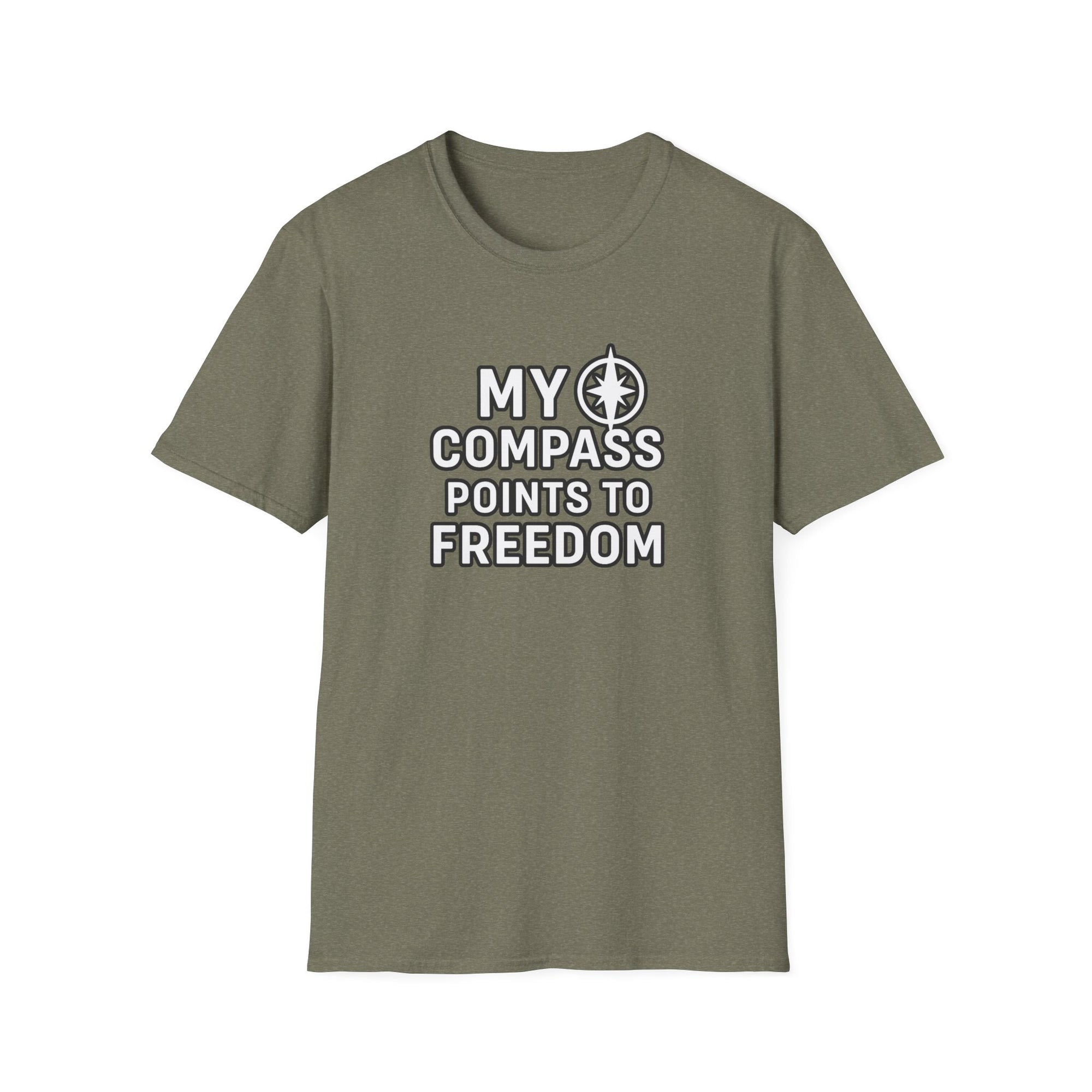 “My Compass Points to Freedom” T-Shirt – For Those Who Choose the Open Road and the Free Spirit