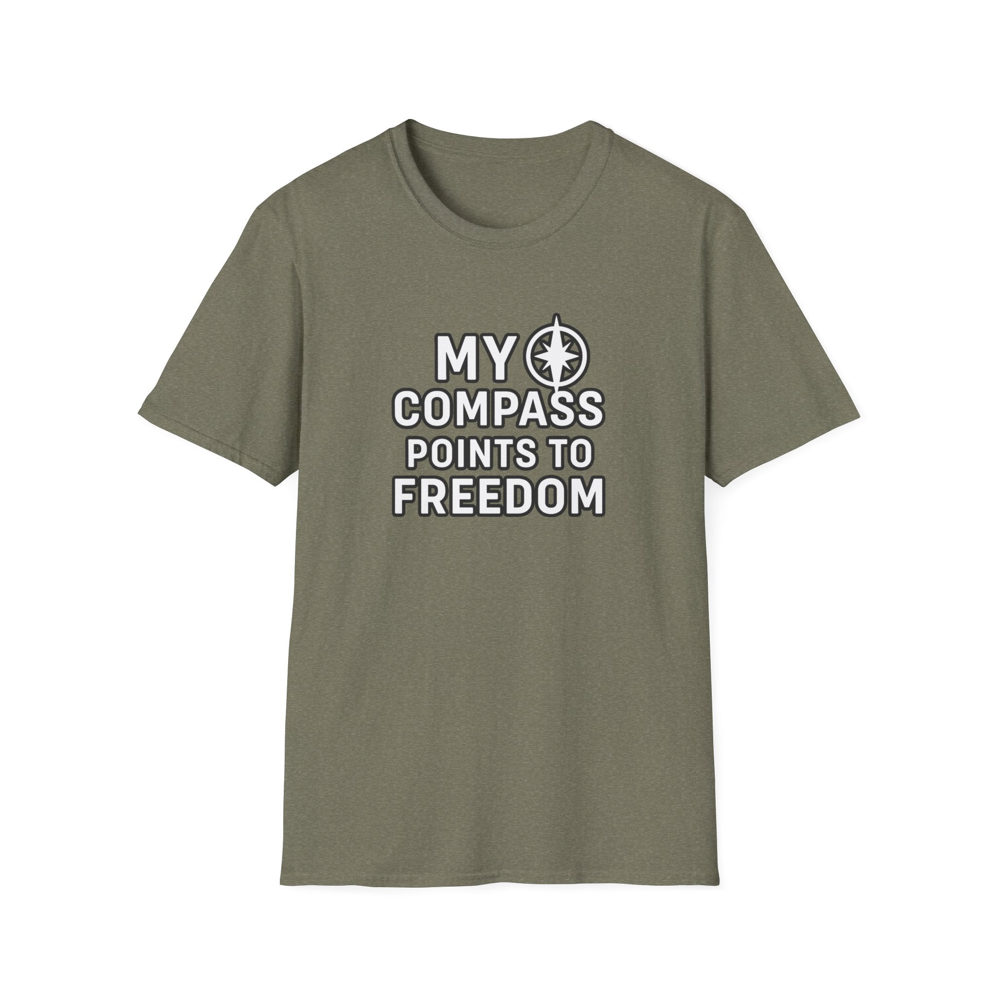 “My Compass Points to Freedom” T-Shirt – For Those Who Choose the Open Road and the Free Spirit