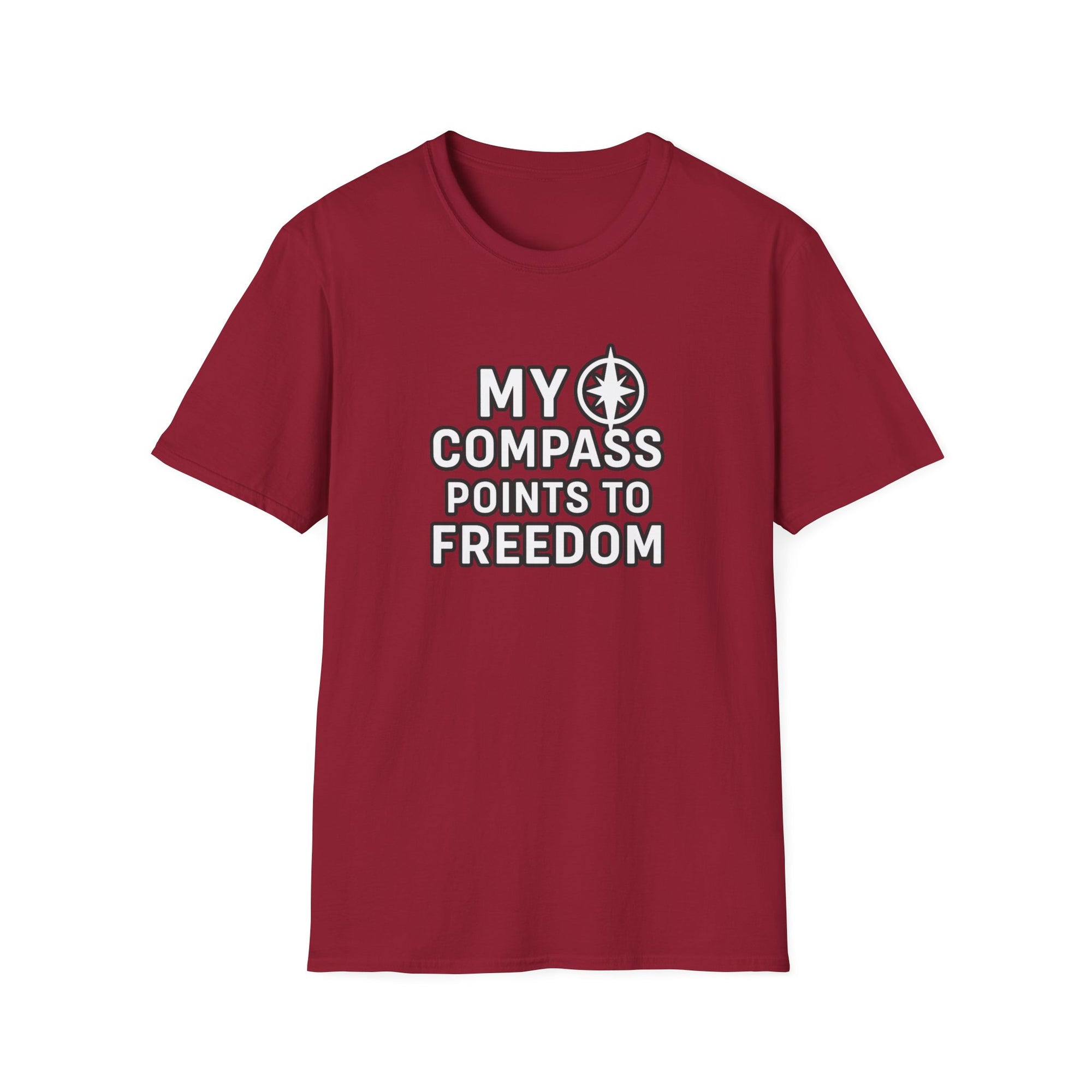 “My Compass Points to Freedom” T-Shirt – For Those Who Choose the Open Road and the Free Spirit