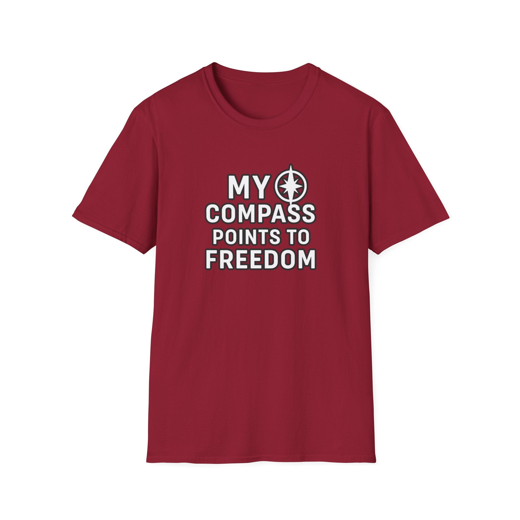 “My Compass Points to Freedom” T-Shirt – For Those Who Choose the Open Road and the Free Spirit
